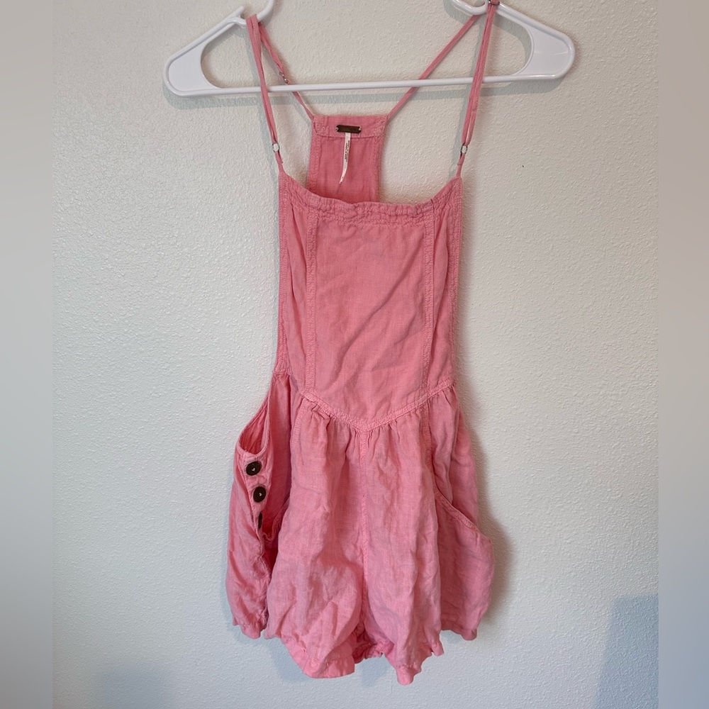 Free People Pink Overall Romper | Small